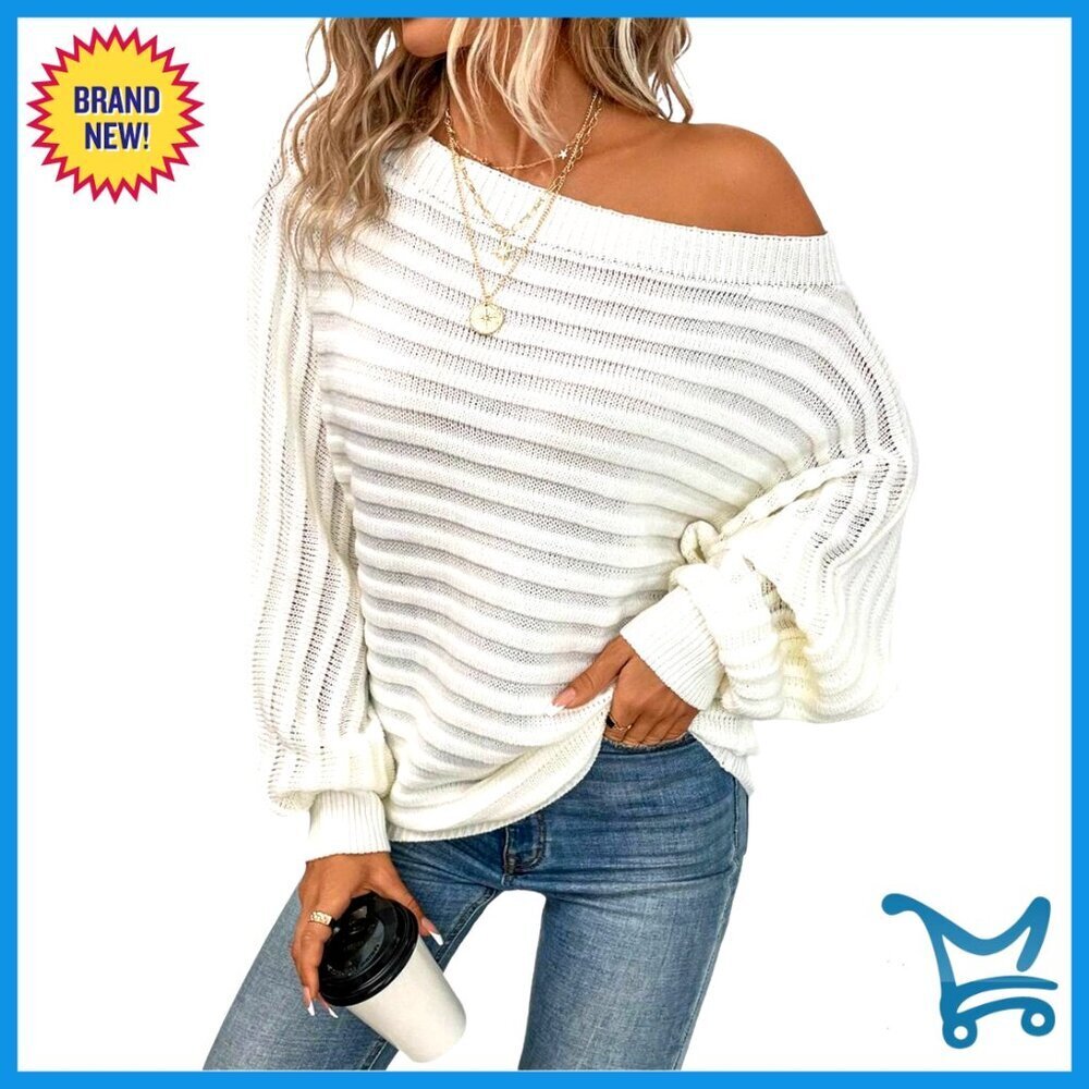 Oversized Batwing Sleeve Sweater Off Shoulder Textured Knit Y2K Chic